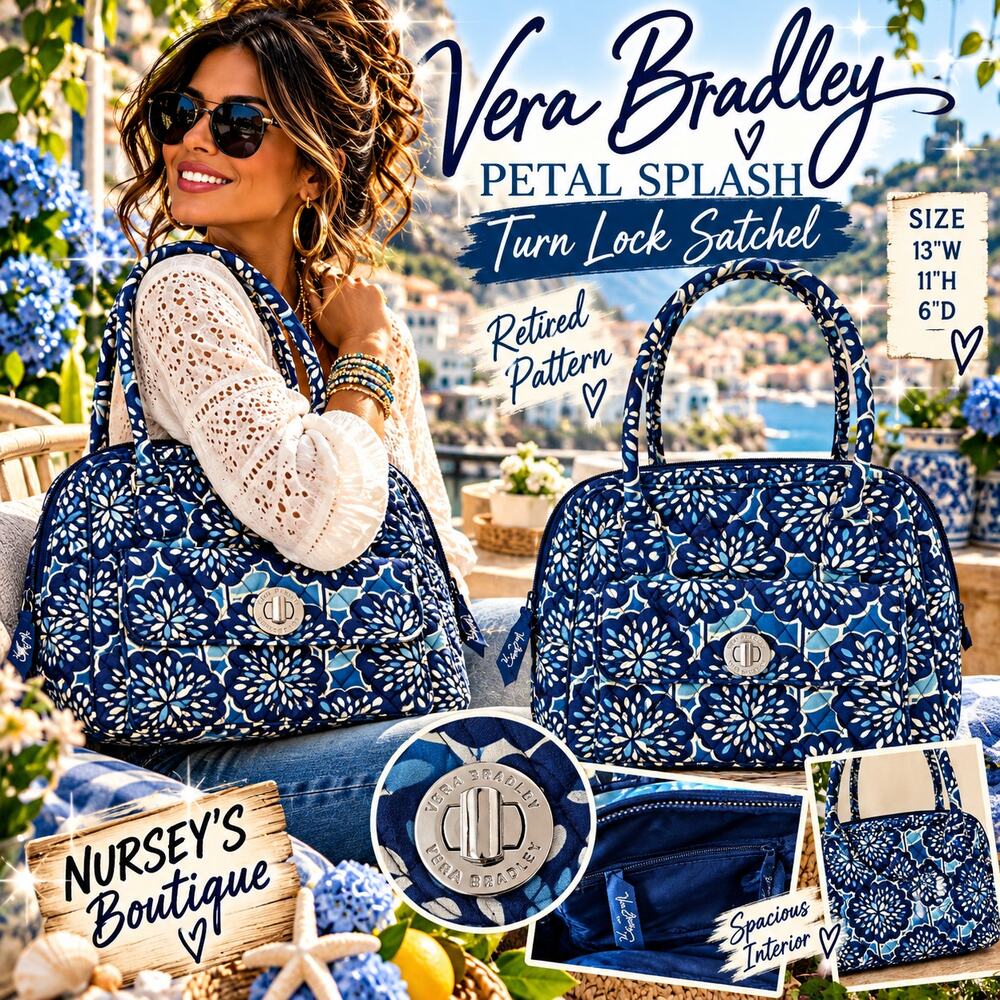 Vera Bradley Petal Splash Turn Lock Satchel – Retired Pattern